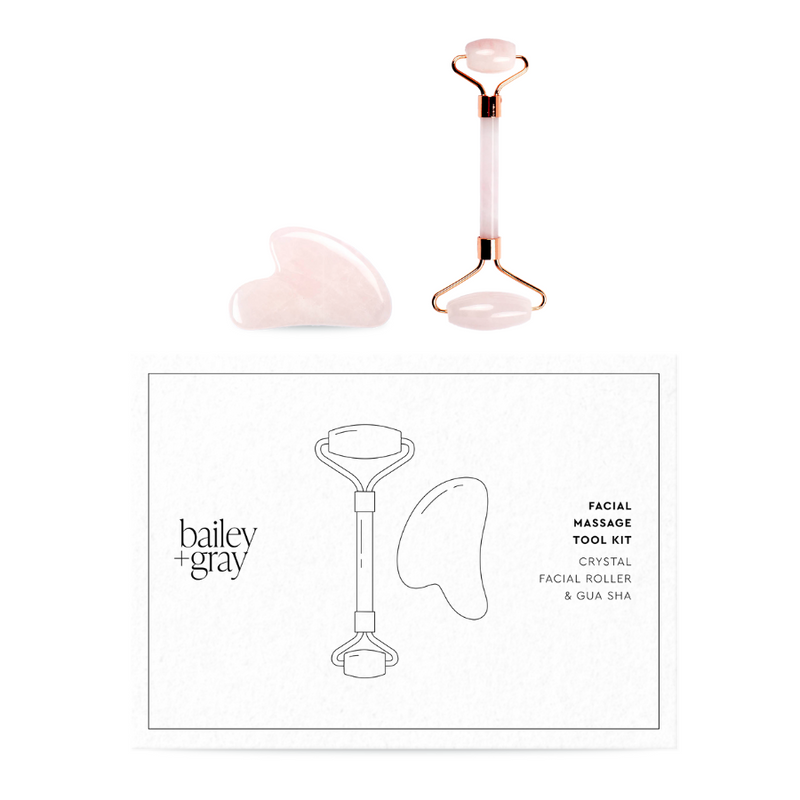 Bailey + Gray Facial Massage Kit Crystal Facial Roller & Gua Sha