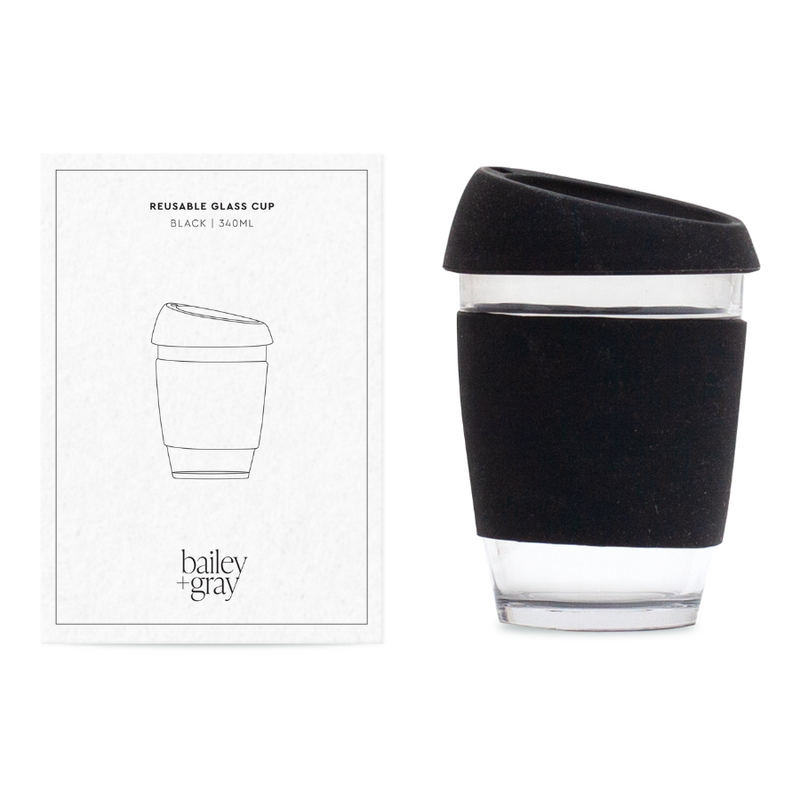 Bailey + Gray Reusable Glass Cup 340ml