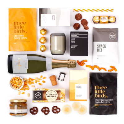 The Black and Gold Champagne and Snacks Gift Box