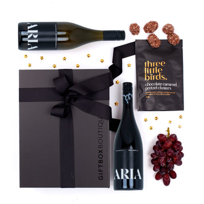 The Double Cheers - Aria Pinot Noir and Sauvignon Blanc and Chocolate Gift Box