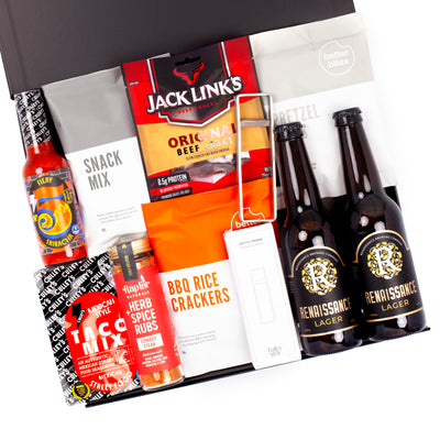 The Man Pack - Beer, Pretzels, Crackers, Herb Rub, Jerky, Bottle Opener and Hot Sauce Gift Box