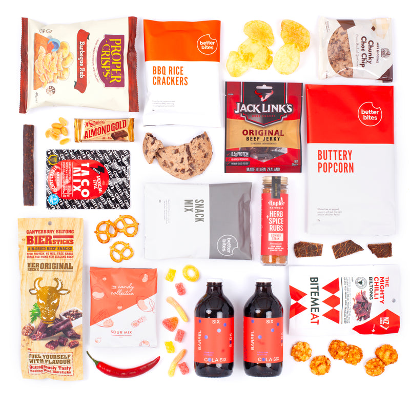 The Meat Lover Gift Box - Popcorn, Chips, Chocolate, Soda, Jerky, Meat Rub Gift For Him