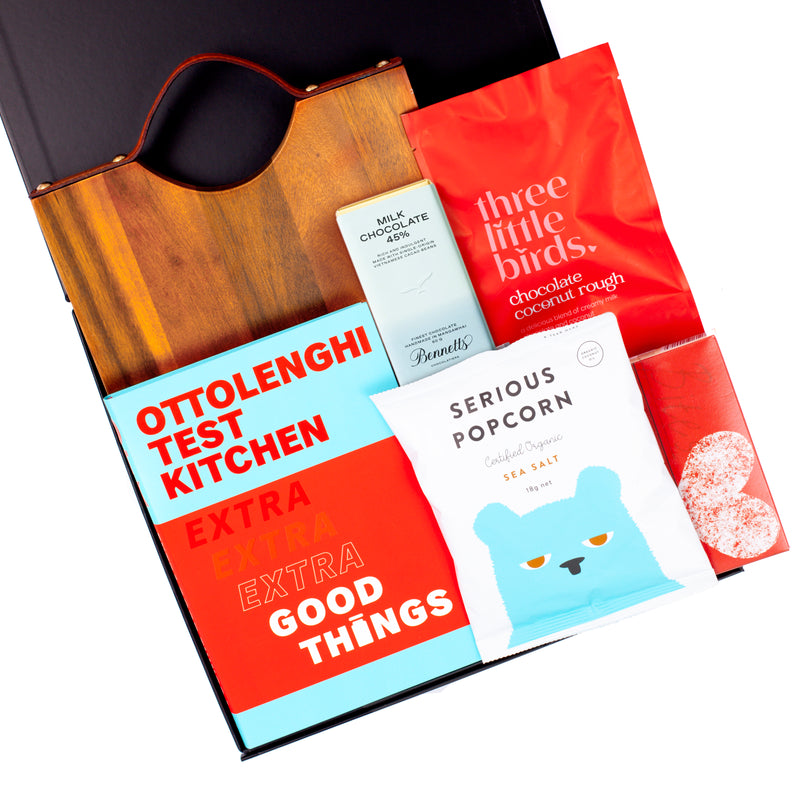 The Something Special - Ottolenghi Test Kitchen Cookbook, Snacks & Wooden Board New Home or Hostess Gift Box